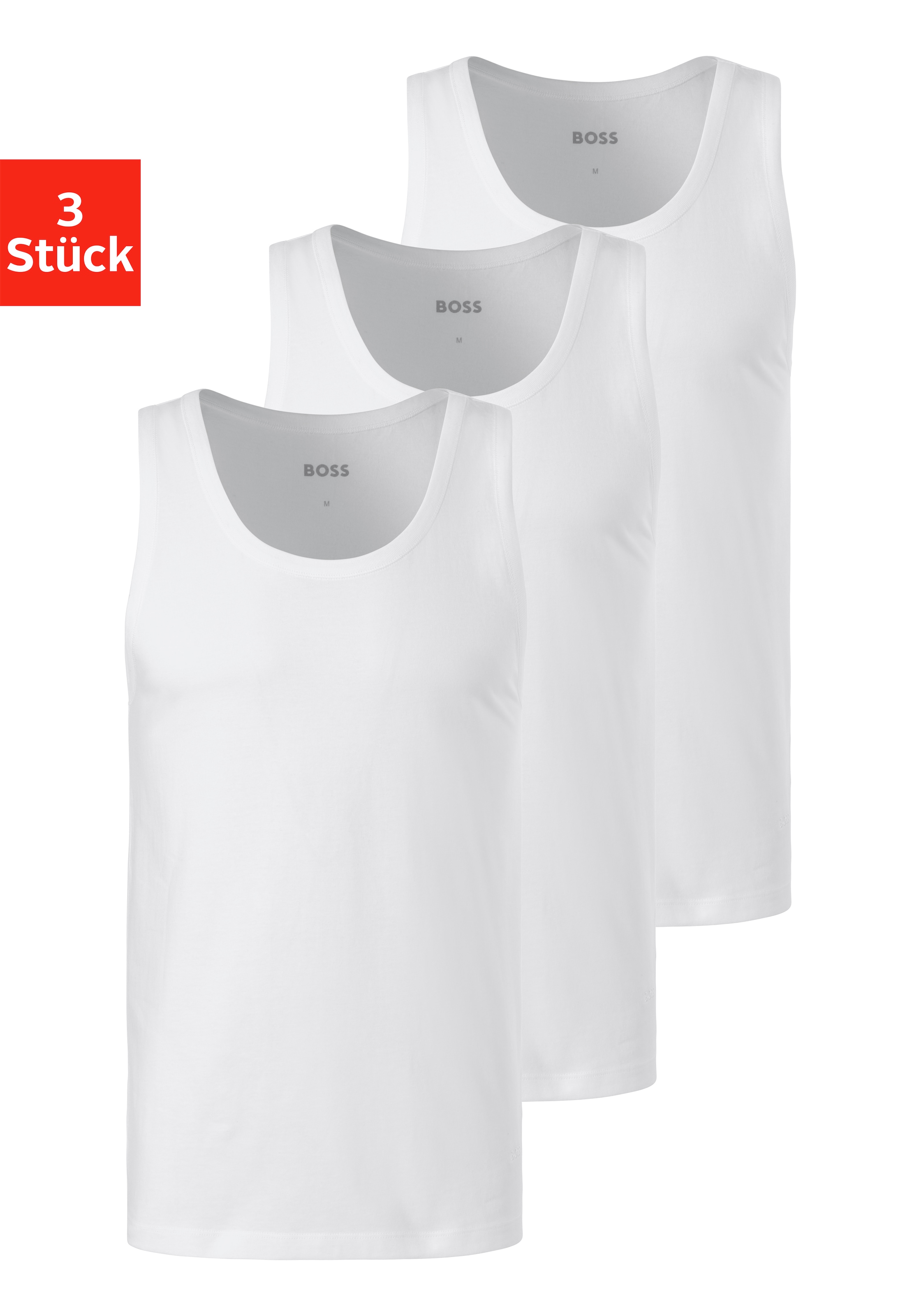 BOSS Unterhemd »Tank Top 3P CO« Packung, 3 Stk. tlg., mit Rippbündchen