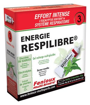 Gels énergétiques Fenioux Multi-sports Respilibre Energie 3 Menthe - 6x35g