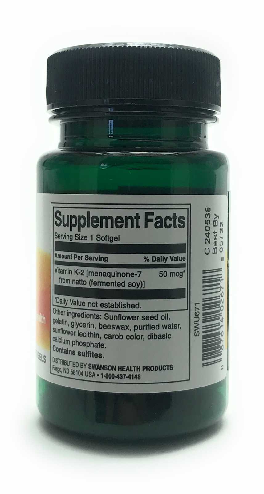 Vitamina K-2 Swanson 50 mcg 30 cápsulas gelatinosas