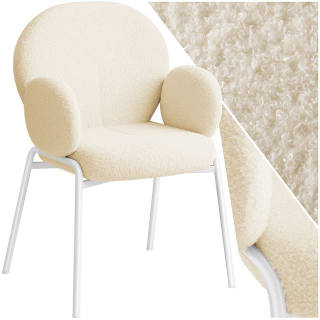 Stol Scandi polstret, Bouclé-stof
