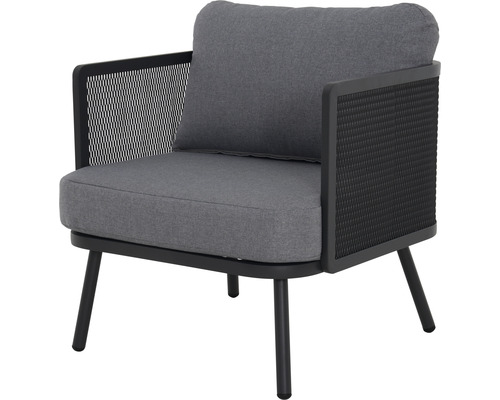 Garden Place 4-zits loungeset bestaande uit: 2 tafels, 2 fauteuils, bank, metaalgrijs
