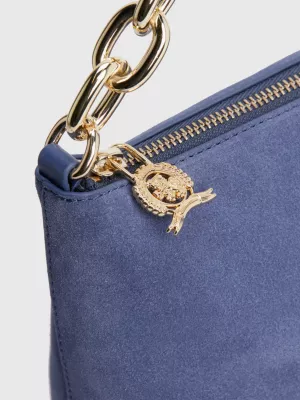 Bolsa transversal casual de camurça com alça de corrente