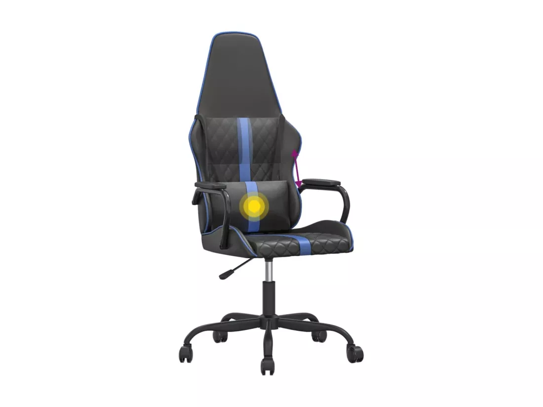 Chaise de jeu de massage bleu et noir similicuir