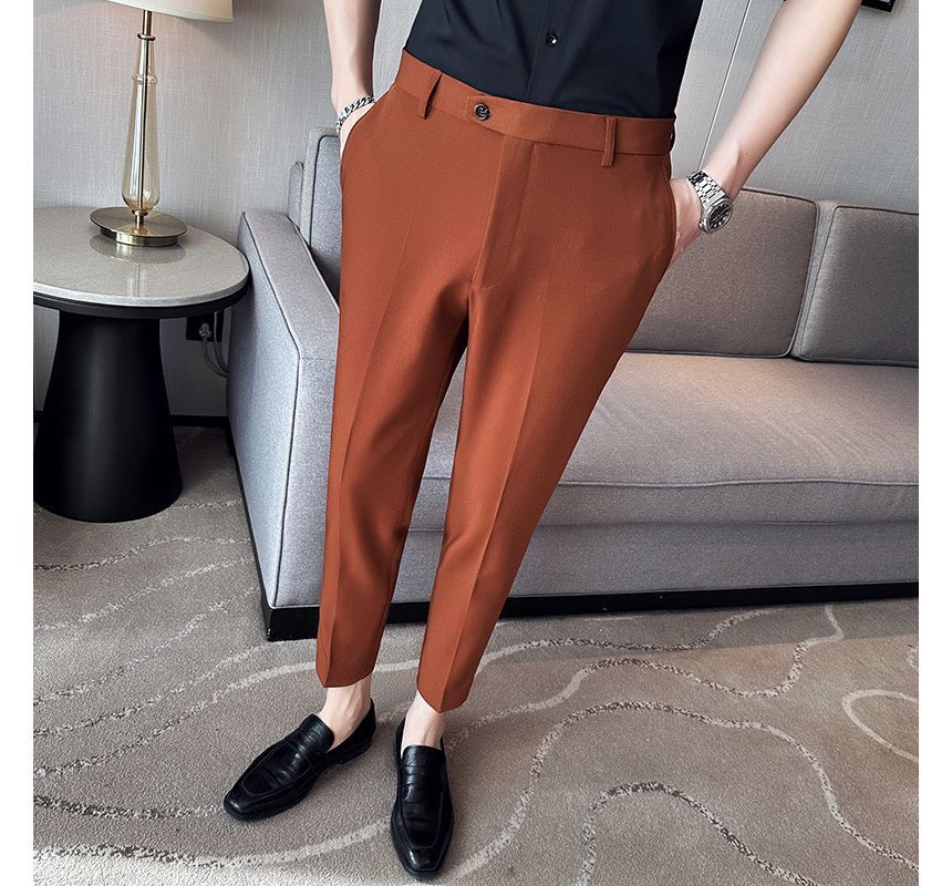 Lefitt - Effen cropped taps toelopende pantalon