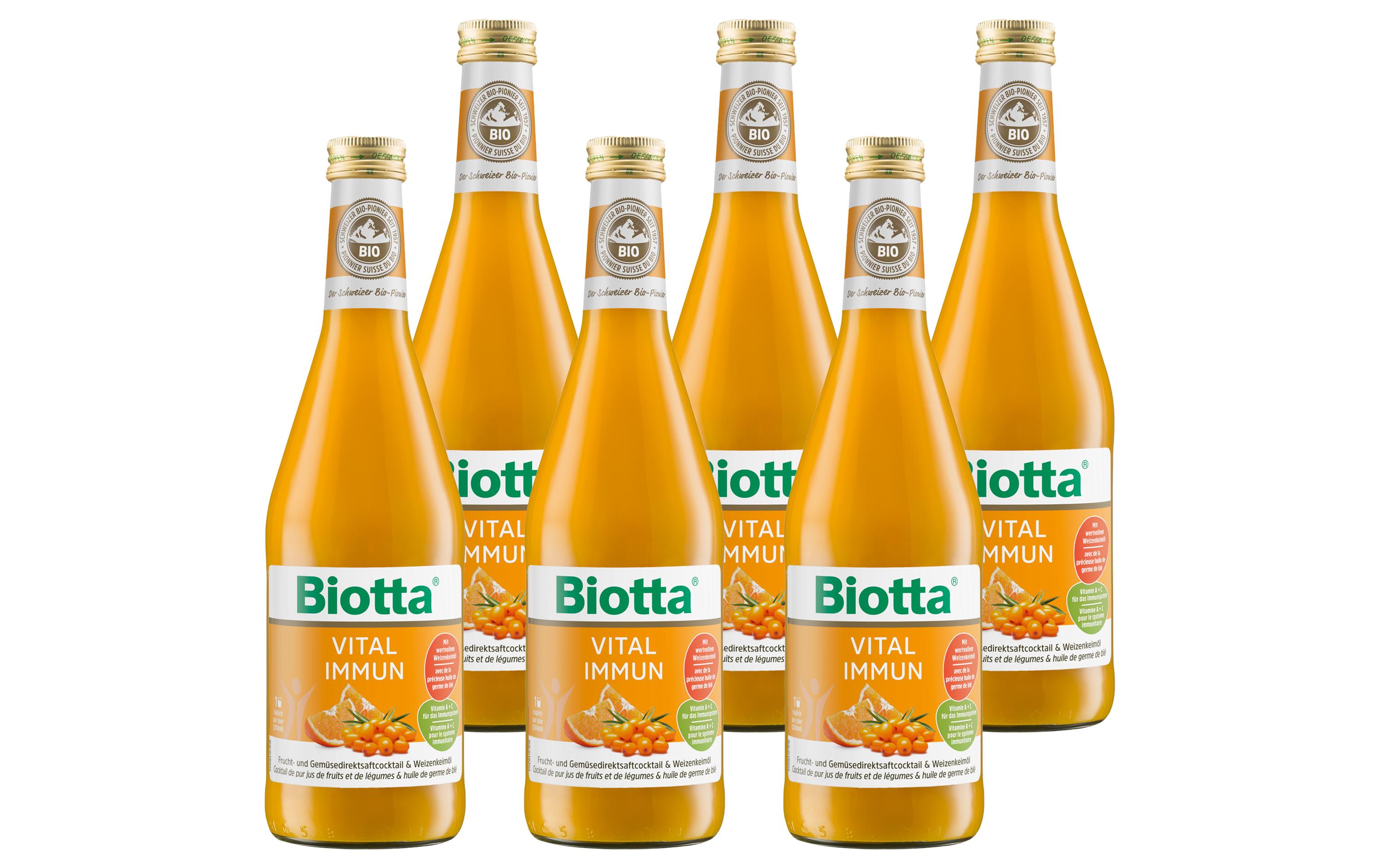 Vital Immun Bio 6 x 0.5 l Set IngwerFruchtdirektsaft aus erntefrischen Bio-Früchten