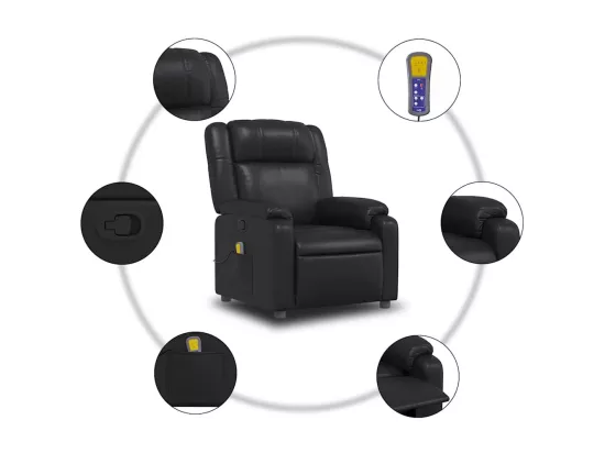 Fauteuil de massage inclinable Noir Similicuir