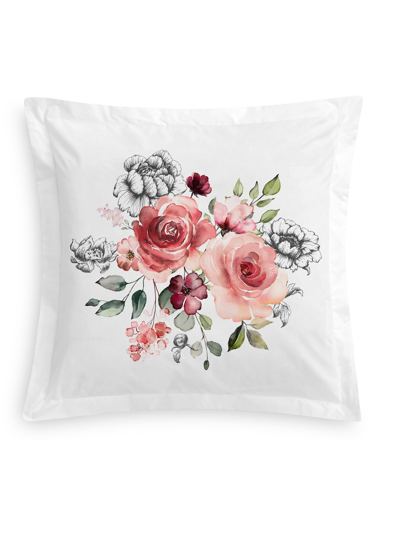 Taies Roses et rayures pur coton
