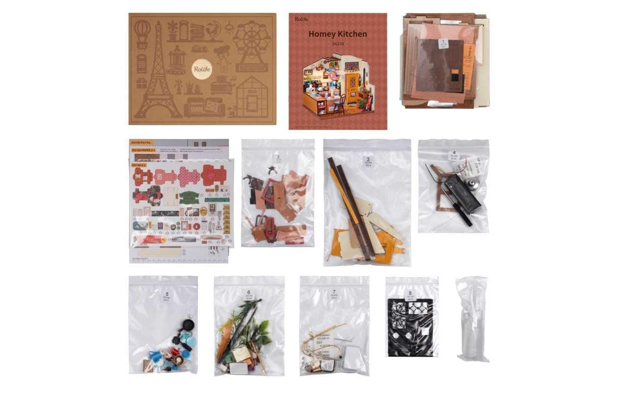 Bausatz Cozy Kitchen3D-Puzzle aus lasergeschnittenen Holzteilen