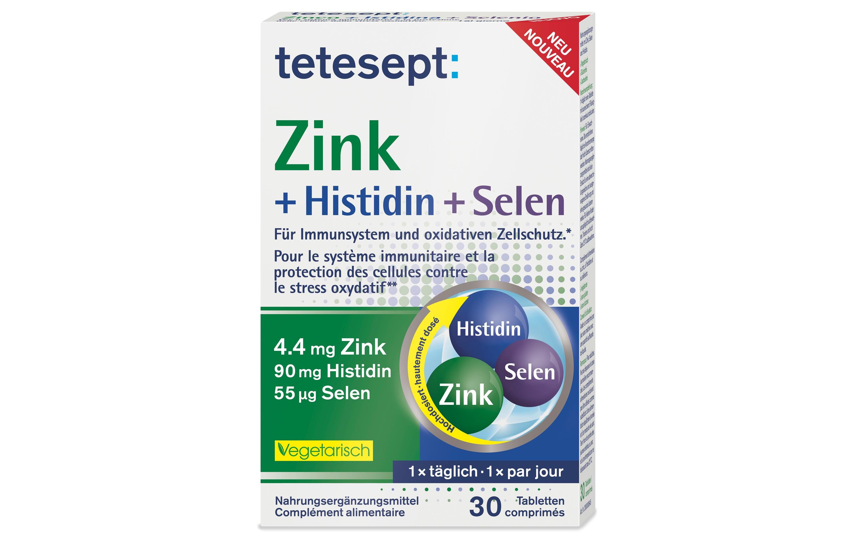 Zink+Histidin FTA 30 TablettenNahrungsergänzungsmittel mit Zink, Selen und Histidin