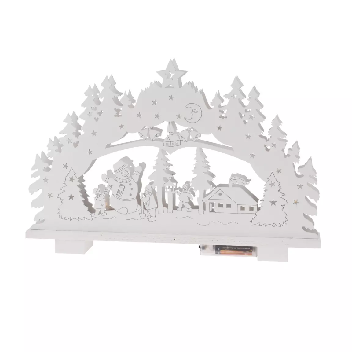 Village lumineux en bois illuminée (39 x H26 cm) Bonheur Blanc chaud