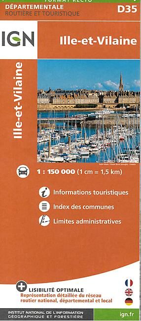 IGN - D35 ILLE ET VILAINE ECHELLE 1 150 000