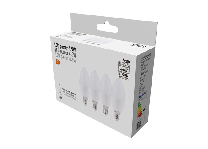 LED-pære kerte E14 4,9 W 4-pk.