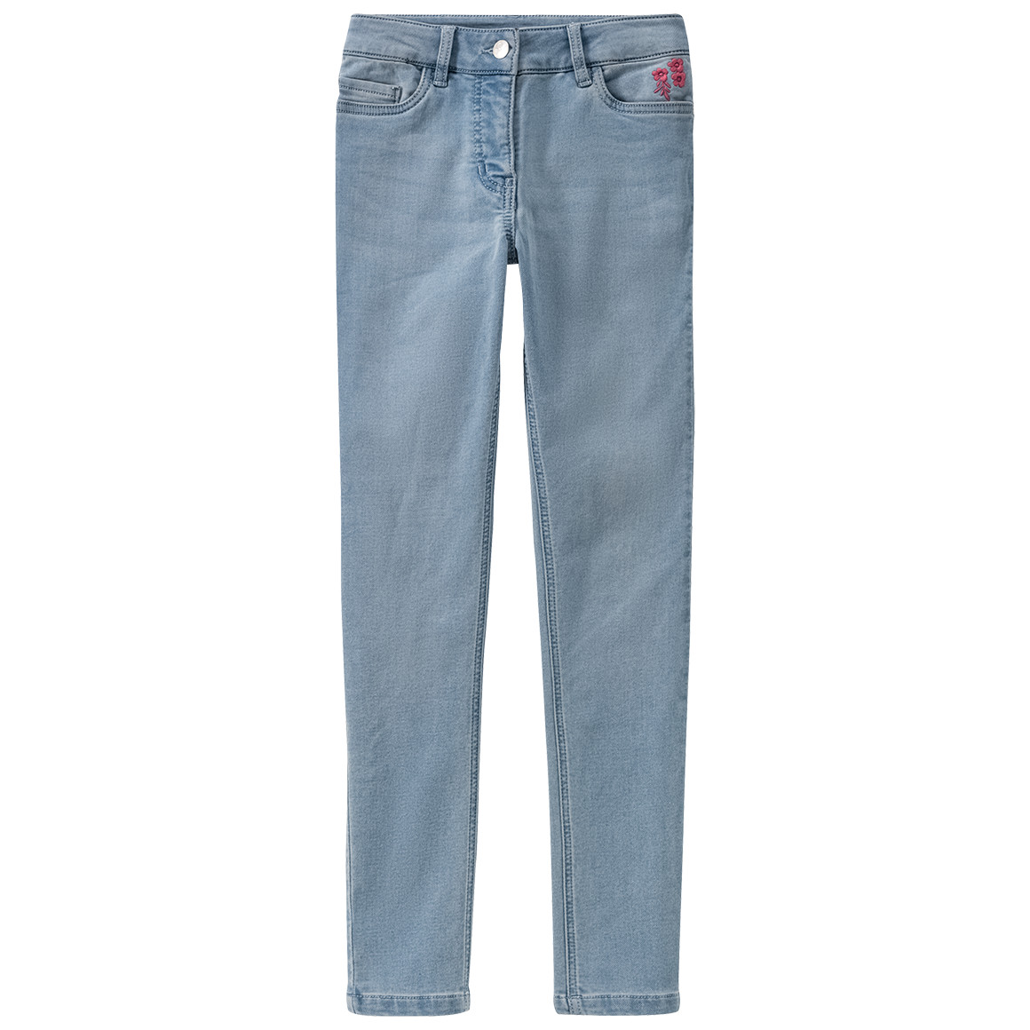 Yigga Mädchen Skinny-Jeans mit Blumen Stickerei hellblau