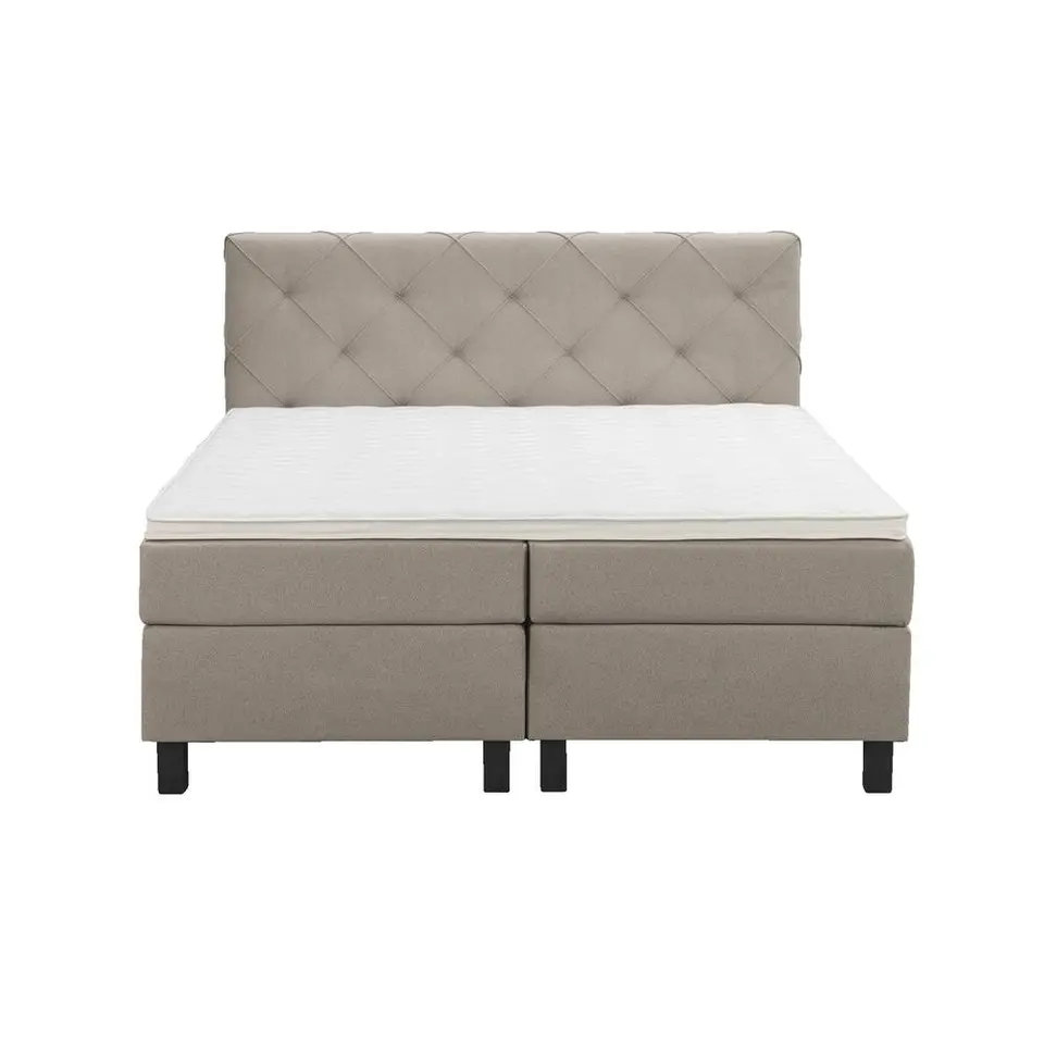 Boxspring Liv geruit - beige - 160x200 cm - vierkante poot