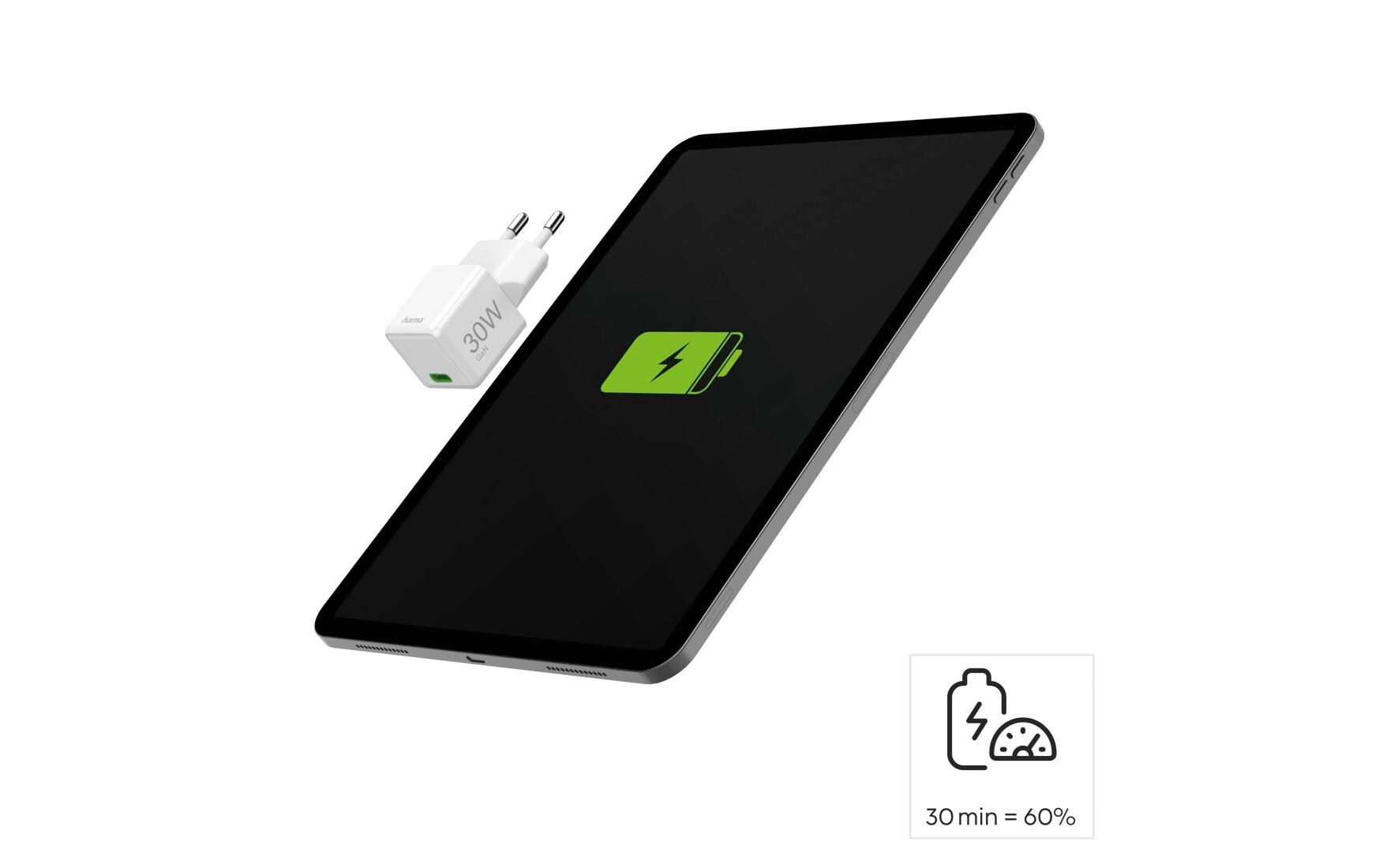 USB-Wandladegerät Gan charger USB-C 30 W WeissSuper-Mini-GaN-Ladegerät USB-C