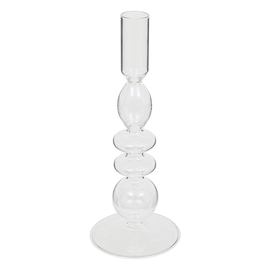 Bougeoir transparent verre bulles H 22cm