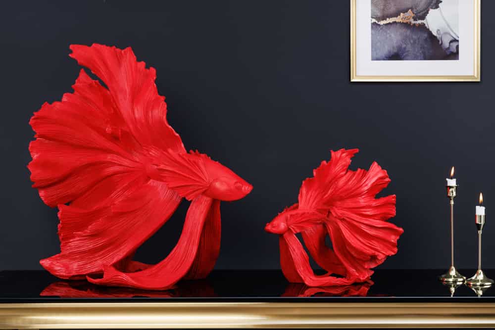 Design Deko Figur Kampffisch CROWNTAIL 65cm rot Betta Fisch Skulptur