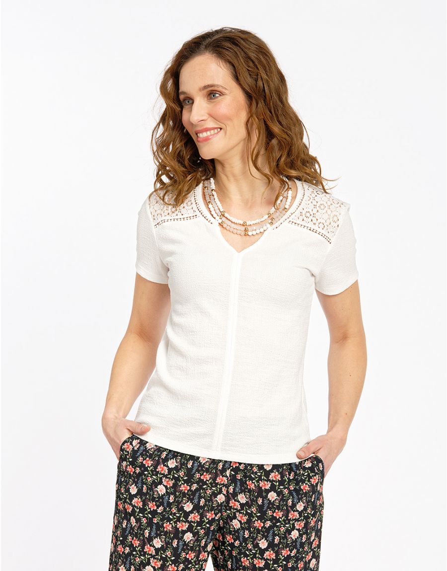 Blouse blanche à dentelle