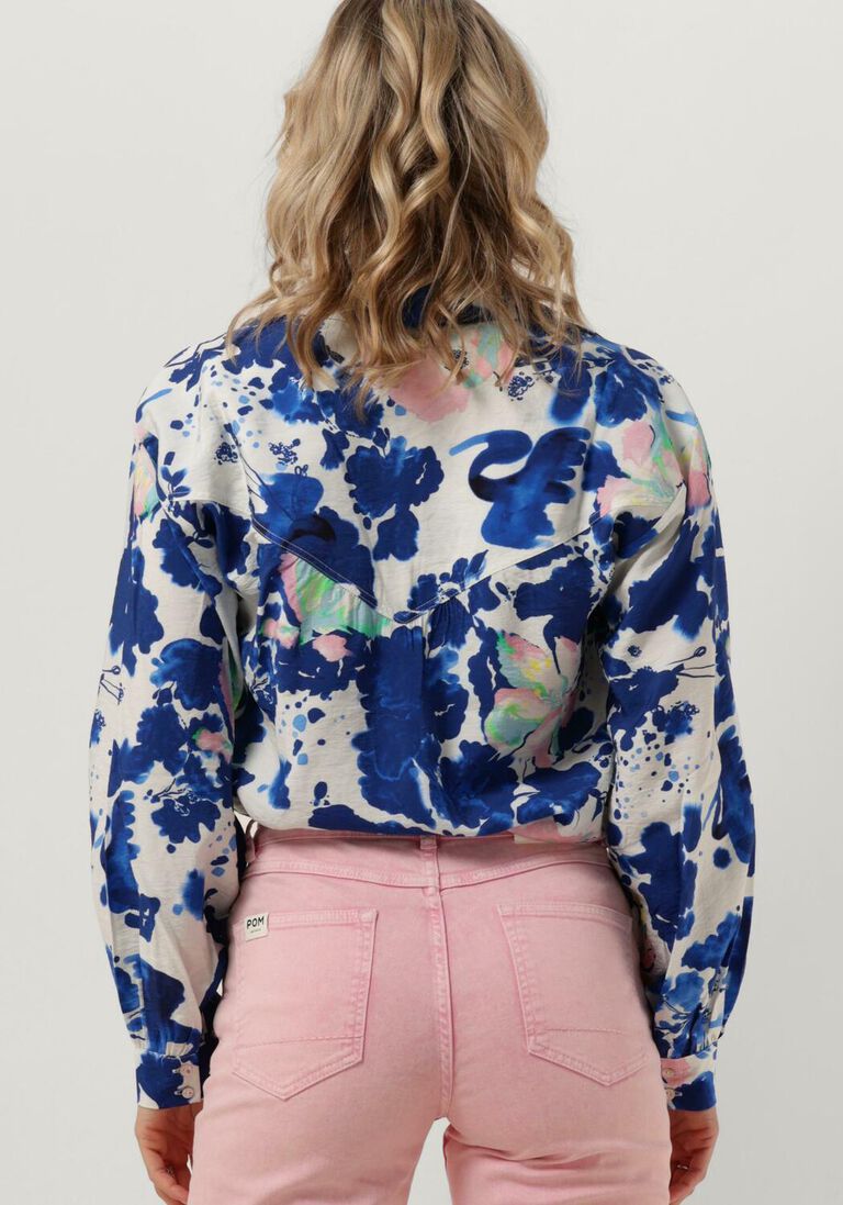 POM AMSTERDAM blauwe pom amsterdam blouse violet crane birds blue blouse