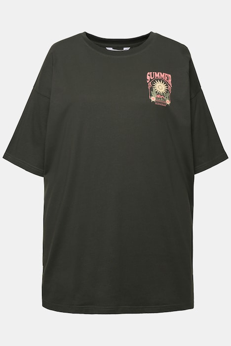 Oversized-Shirt, Rücken-Print, Rundhals, Halbarm