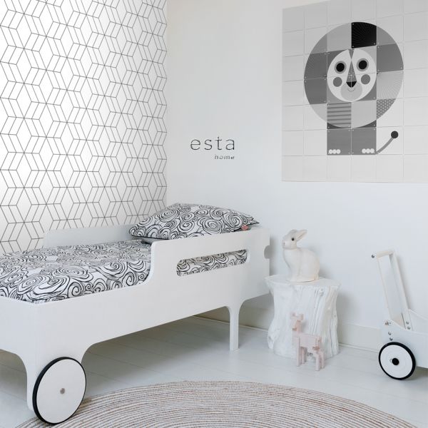 Estahome Art Deco Motief Behang VI - 0,53 x 10,05 m - Wit / Zwart