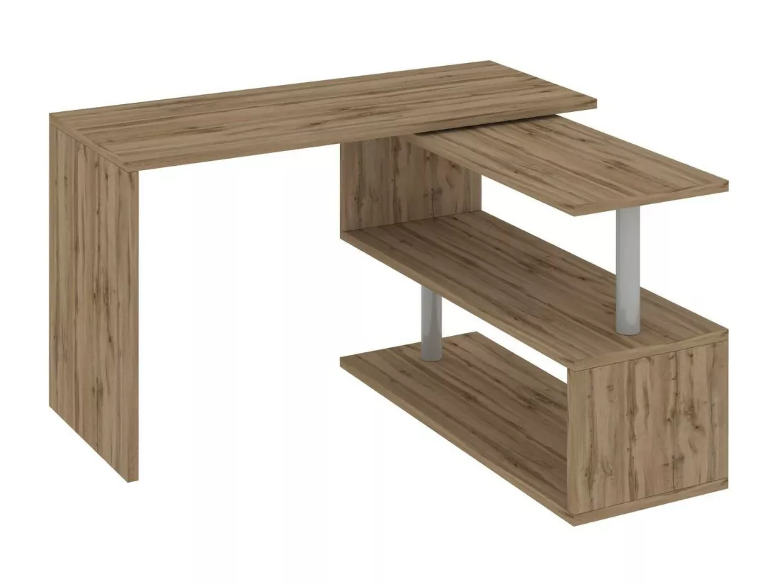 Bureau Candido, Bureau PC d'angle, Table de bureau polyvalente, Bureau gain de place multi-positions, 100% Made in Italy, 120x50h75 cm, Chêne