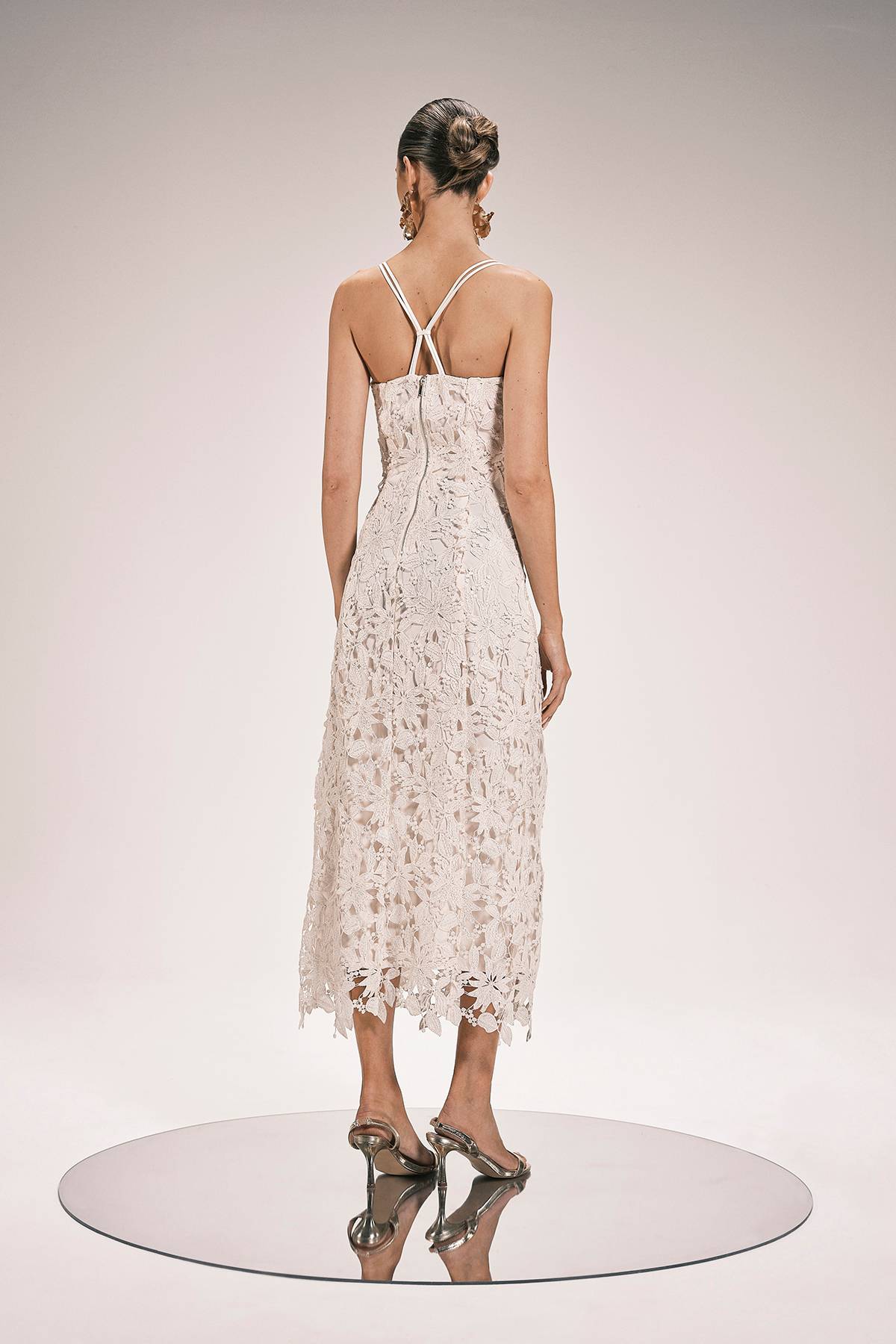 KarenMillen Robe Midi À Bretelles Avec Détails En Dentelle Petite