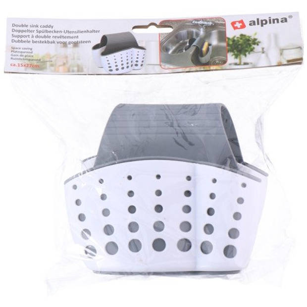 Alpina dubbele bestekbak gootsteen 27x14,5x4 cm grijs/wit