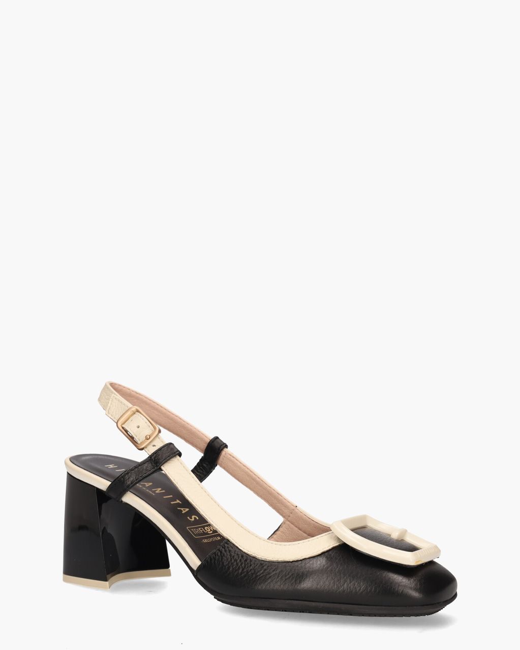 Hispanitas CHV243221 Zwart/Off-White Dames Slingbackpumps