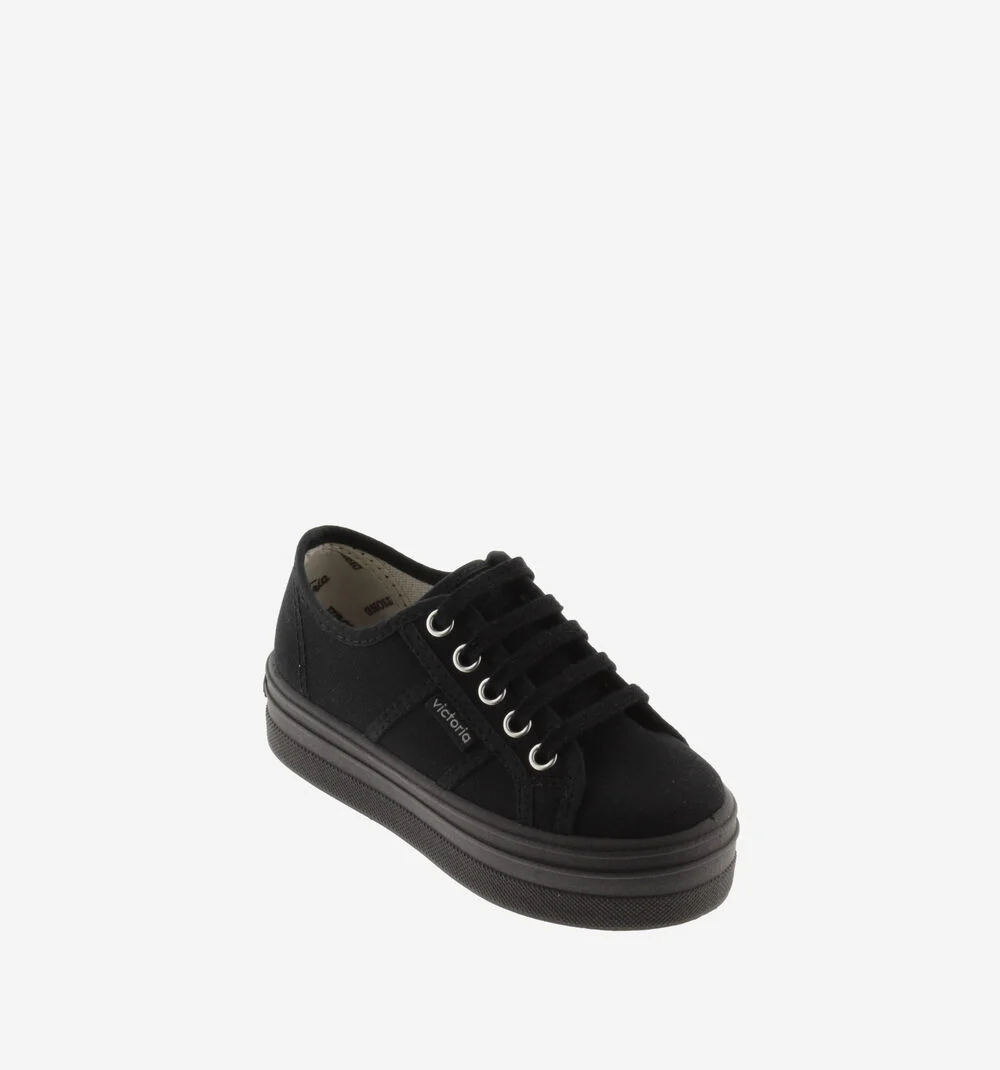 BARCELONA PLATEFORME TOILE MONOCHROME Baskets noires plateforme NEGRO