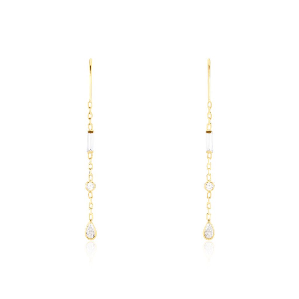 Boucles D'oreilles Pendantes Otso Or Jaune Oxyde De Zirconium