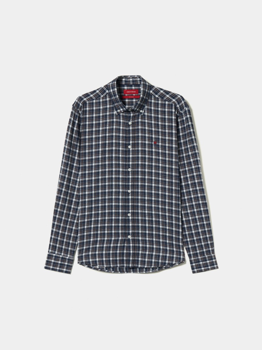 Camisa regular fit com padrão de xadrez