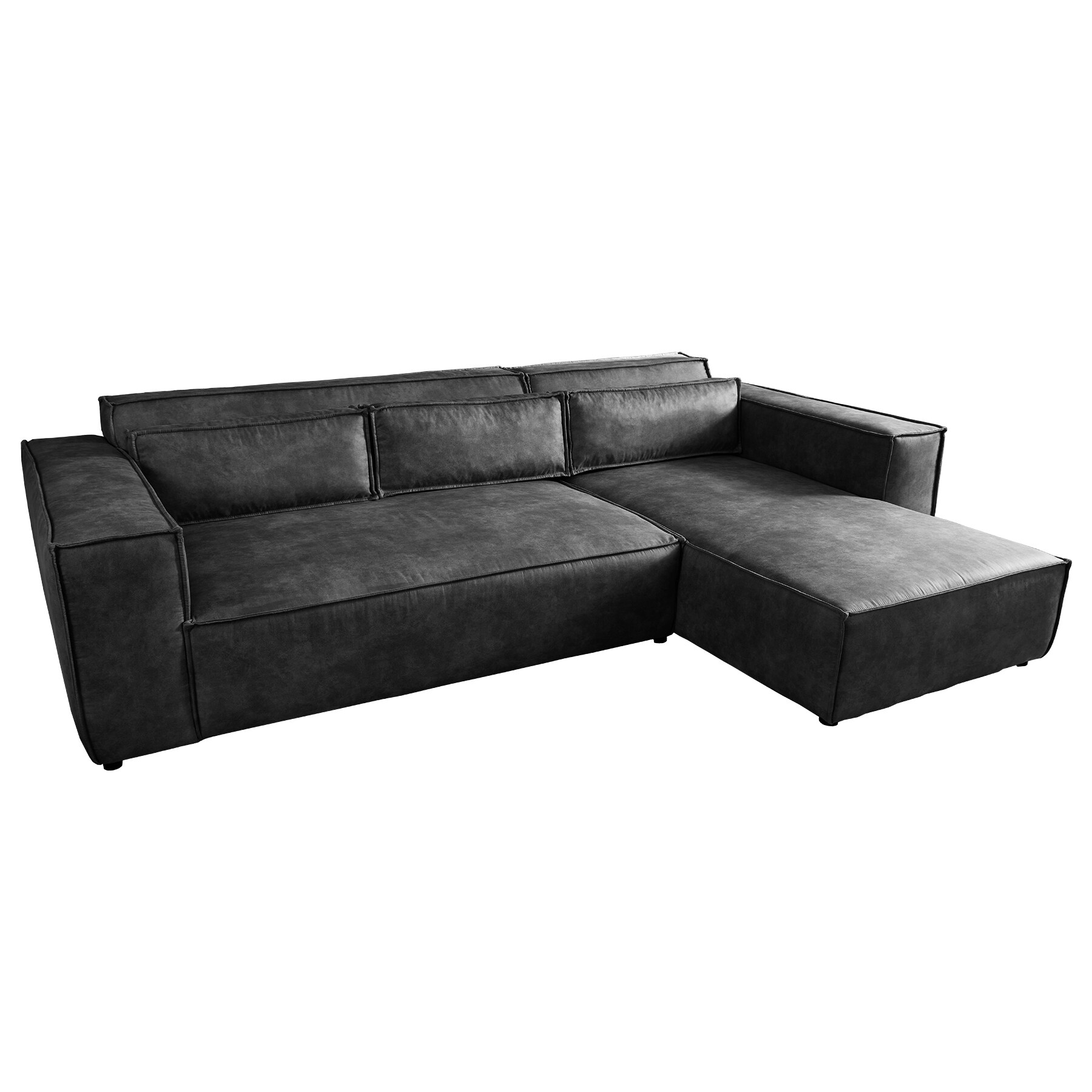 Design Ecksofa 265cm antik dunkelgrau Microfaser Couch 3-Sitzer Wohnzimmer