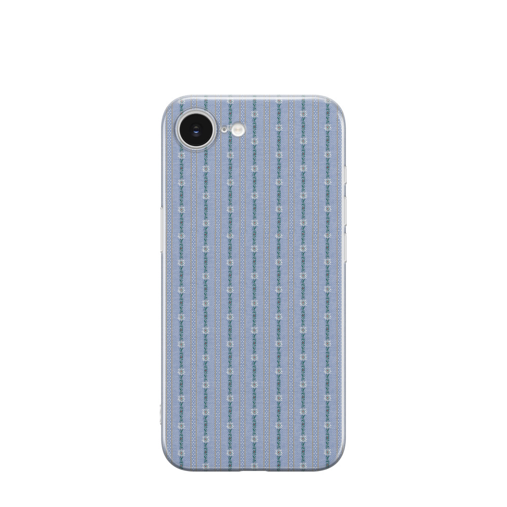 iPhone 16e Gummi Hülle Edelweiss Schwinger Design - Transparent