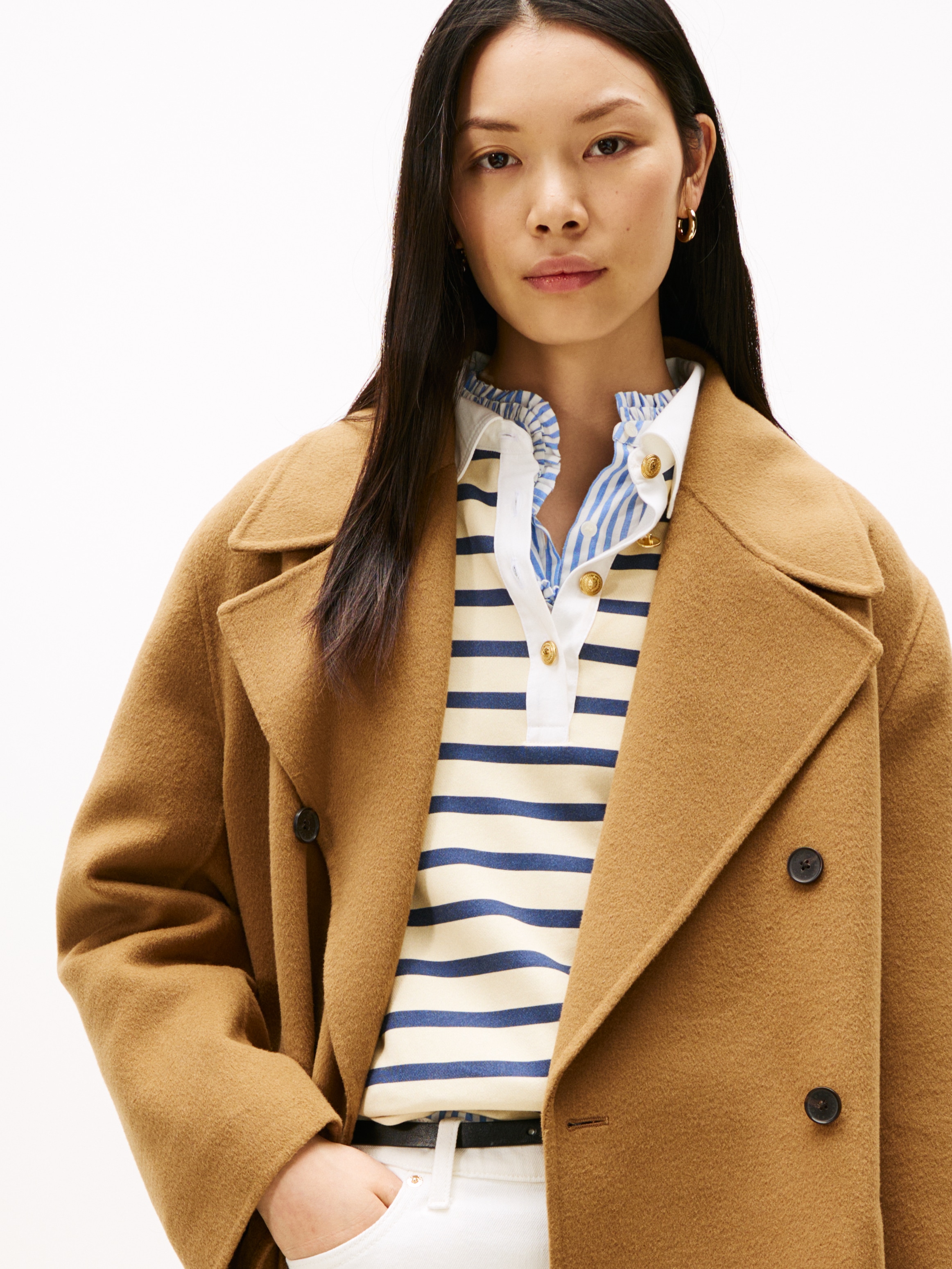 Tommy Hilfiger Kurzmantel »DF WOOL BLEND REG PEACOAT«, mit Wolle