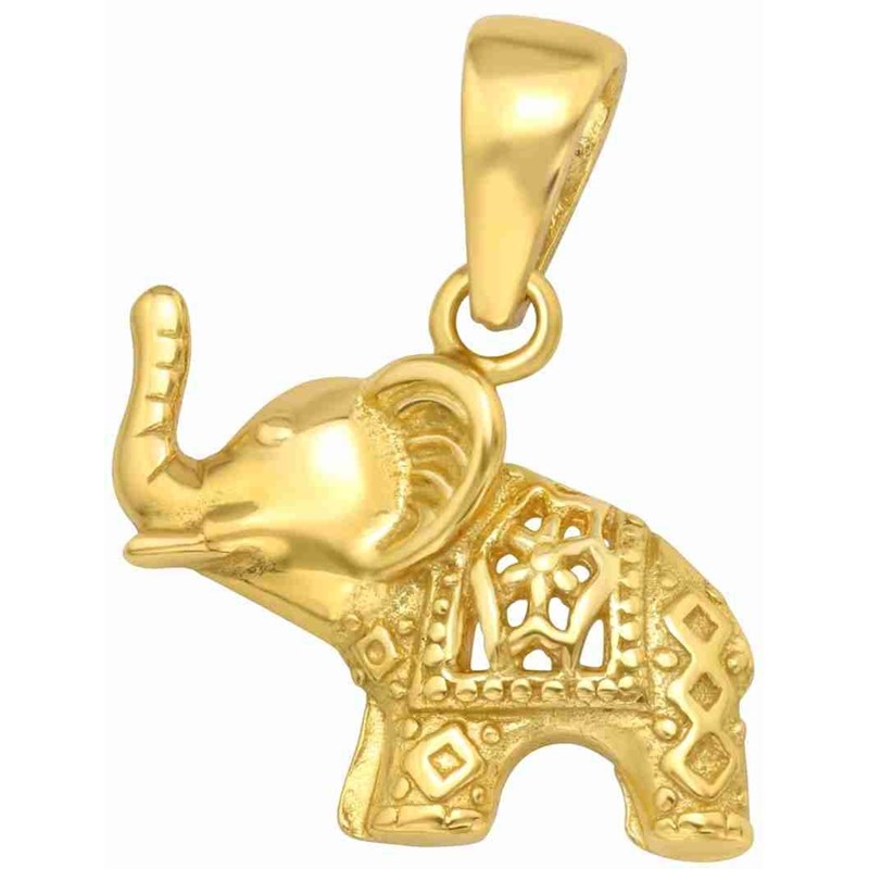 Collier éléphant plaqué or en argent 925/1000