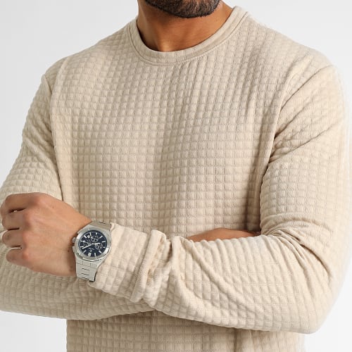 Sweat Crewneck Texturé Square 0138 Beige