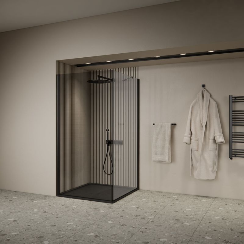 Boss & Wessing - Gusma - Douchedeur Wand - Zwart - Veiligheidsglas 8 mm