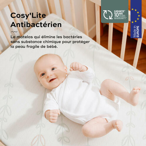 Matelas Cosy'Lite antibactérien 60x120 cm Blanc - BABYMOOV