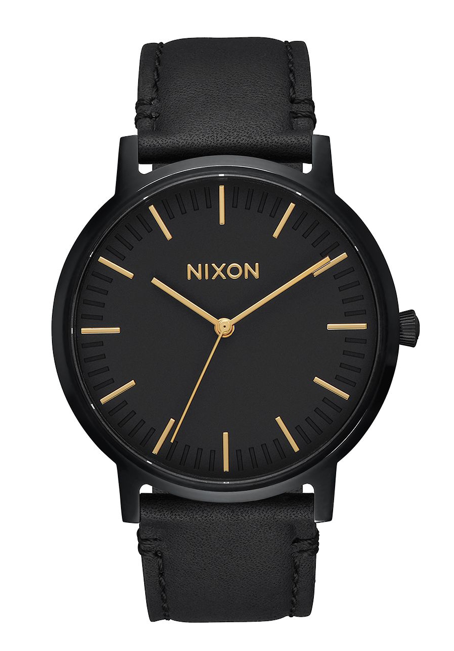 Nixon The Porter Leather All Black Gold A1058-1031