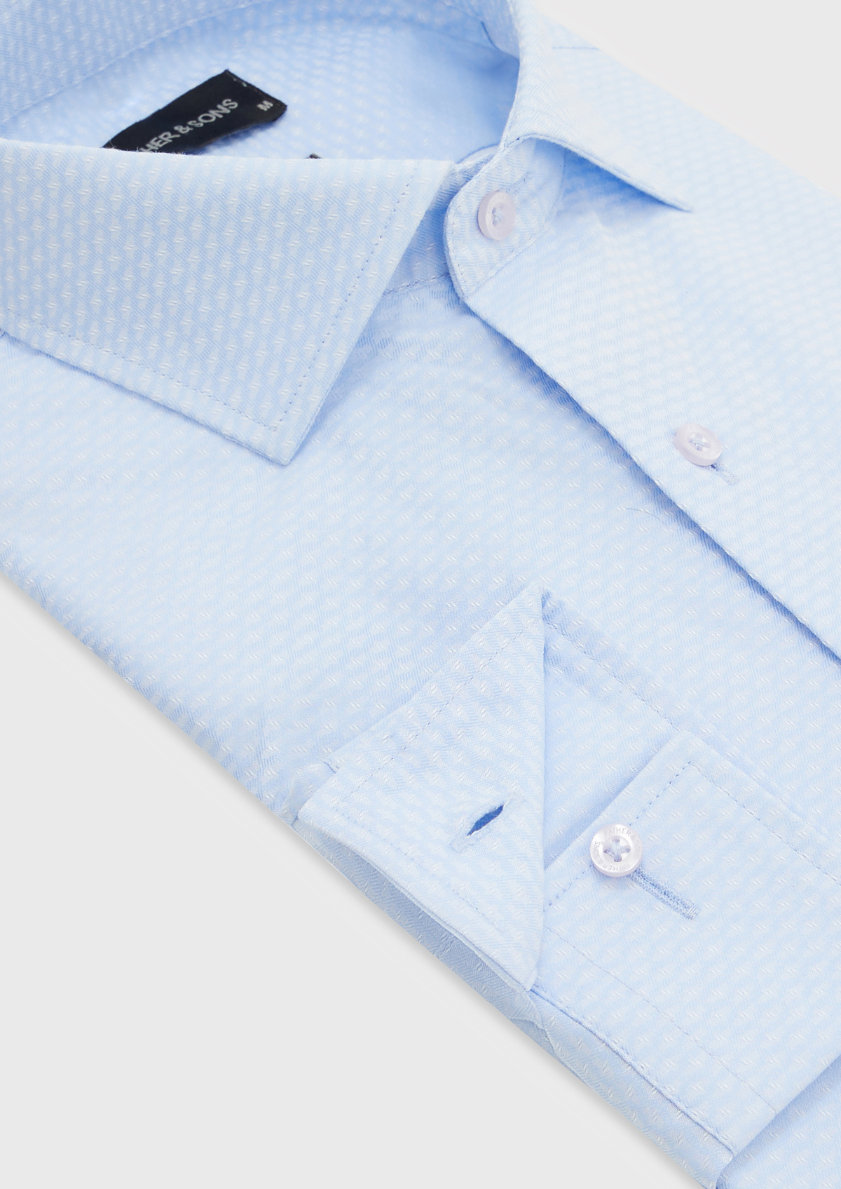 Chemise habillée Slim en coton façonné bleu ciel à motif fantaisie