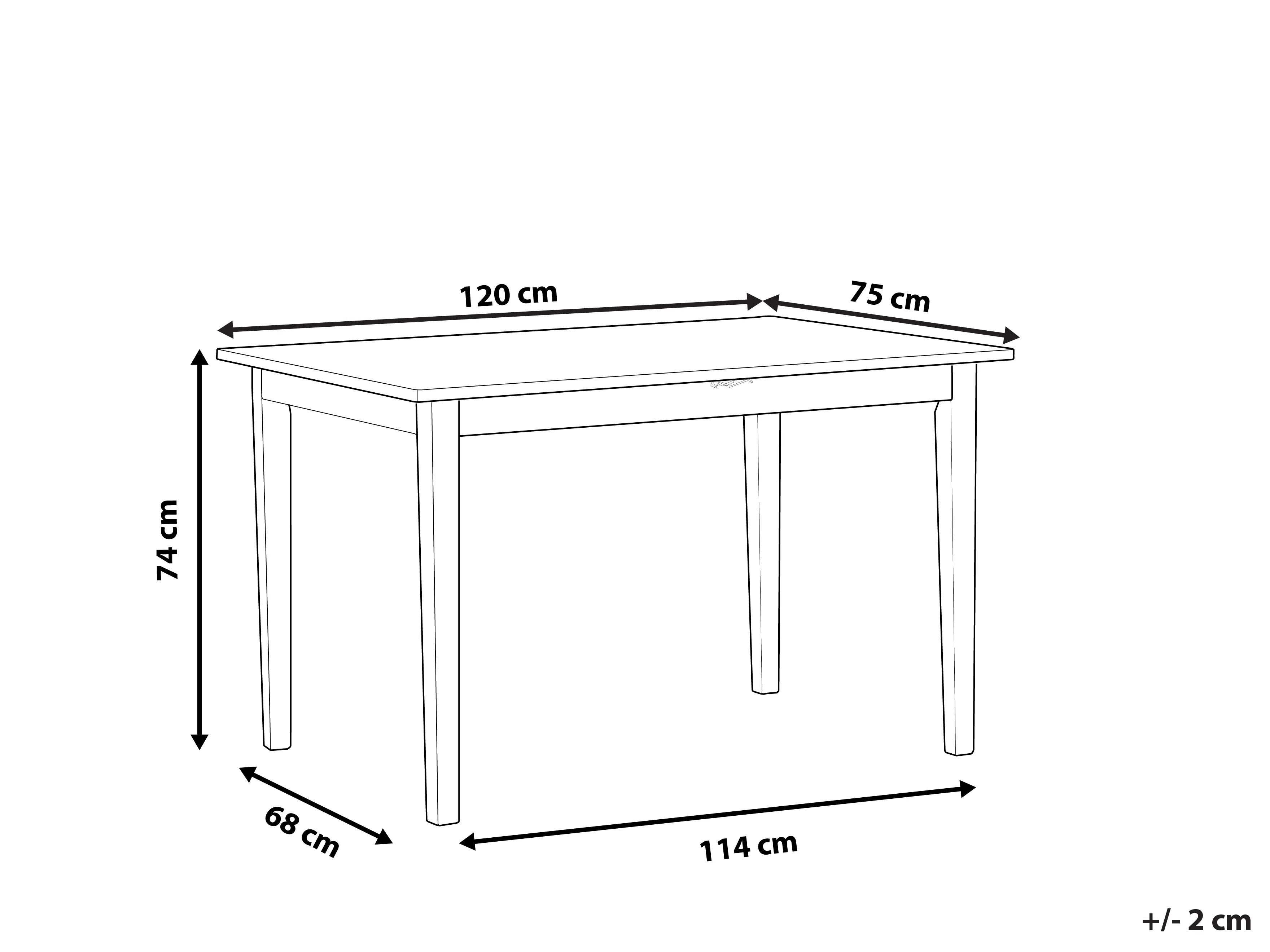 Eettafel HOUSTON Bruin/zwart 75 cm Hout 120 cm