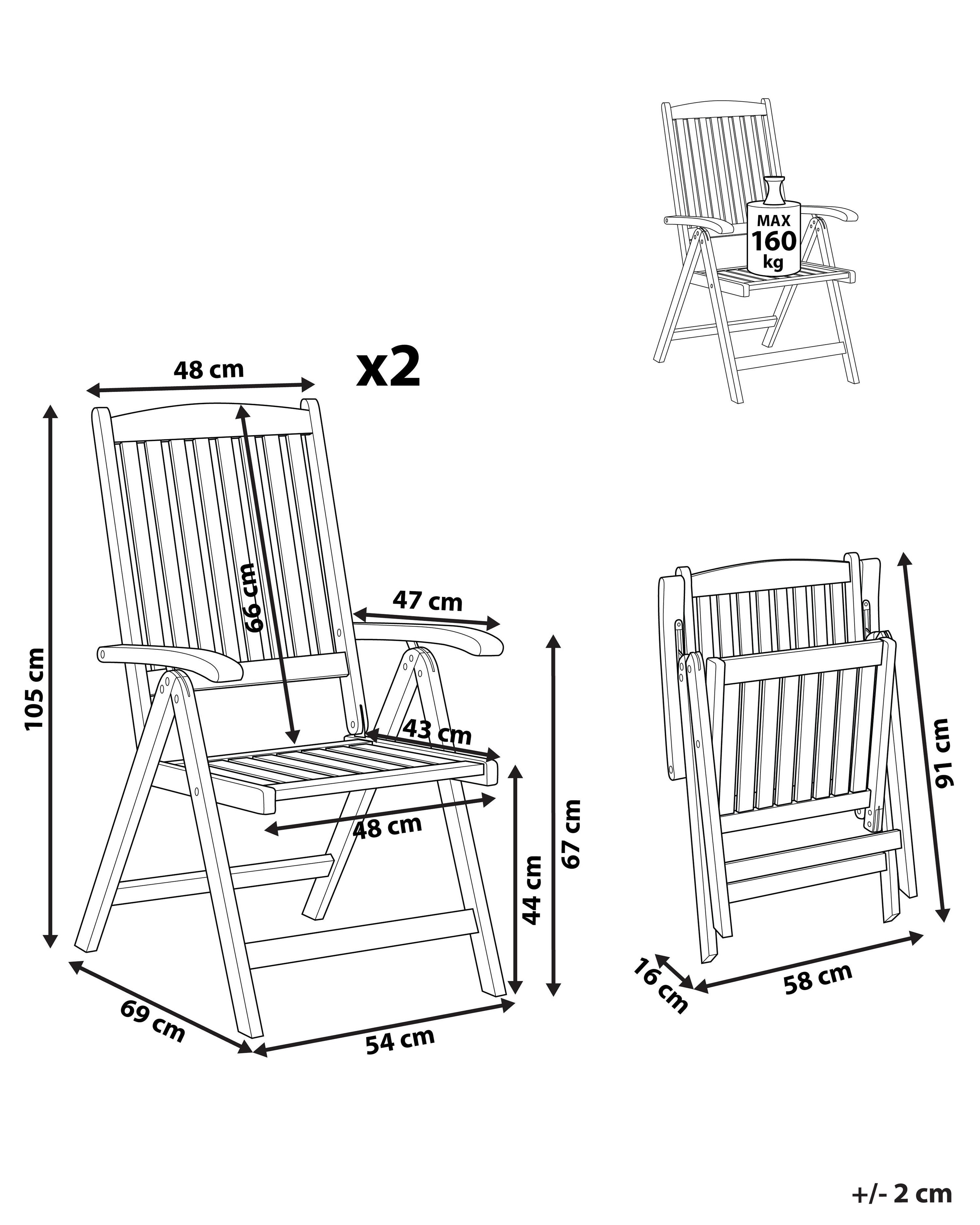 Set van 2 tuinstoelen JAVA Acaciahout Lichtbruin