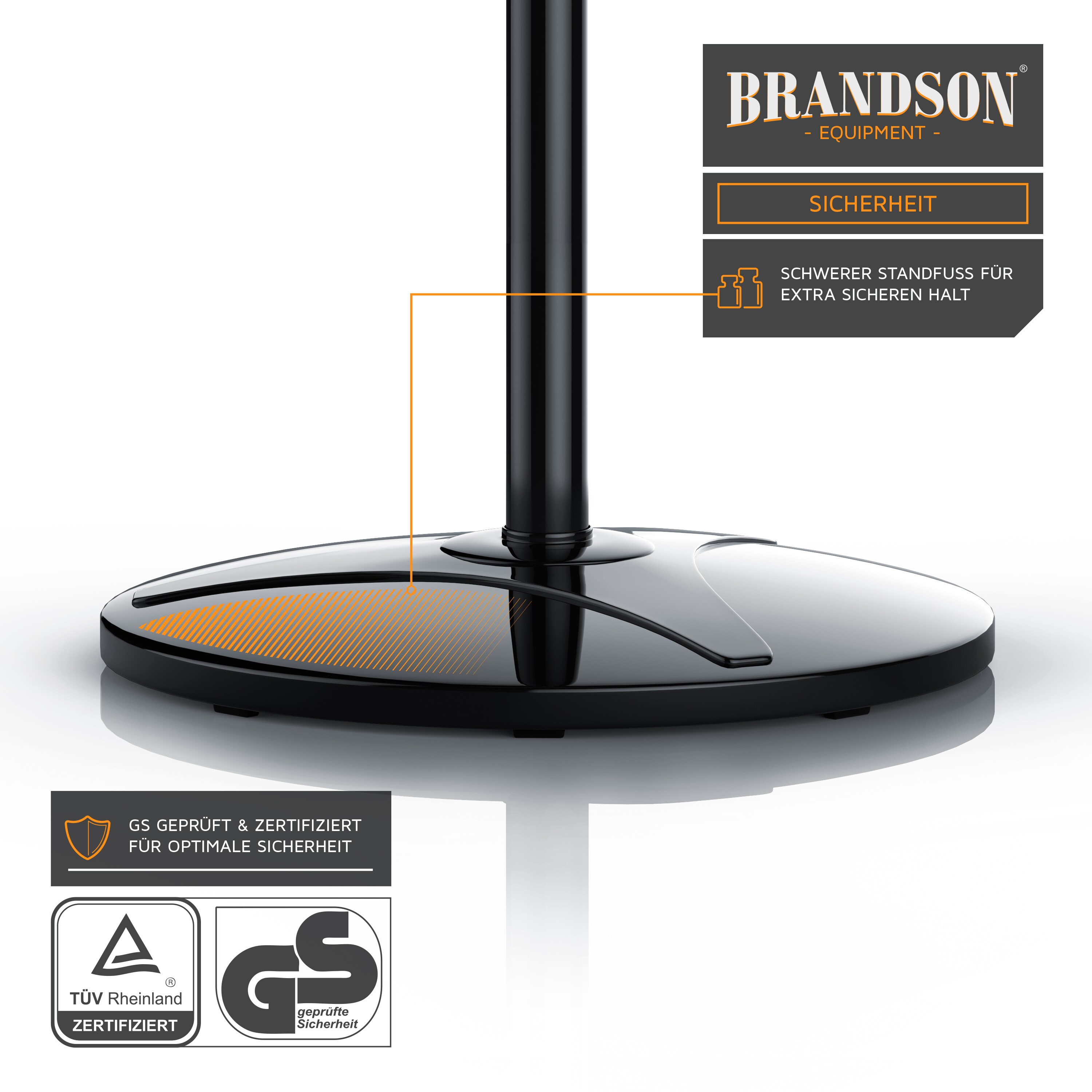 Brandson Standventilator 42 cm, Standlüfter, Ventilator höhenverstellbarer Standfuß, Neigungswinkel verstellbar, 50W, 3 Geschwindigkeitsstufen