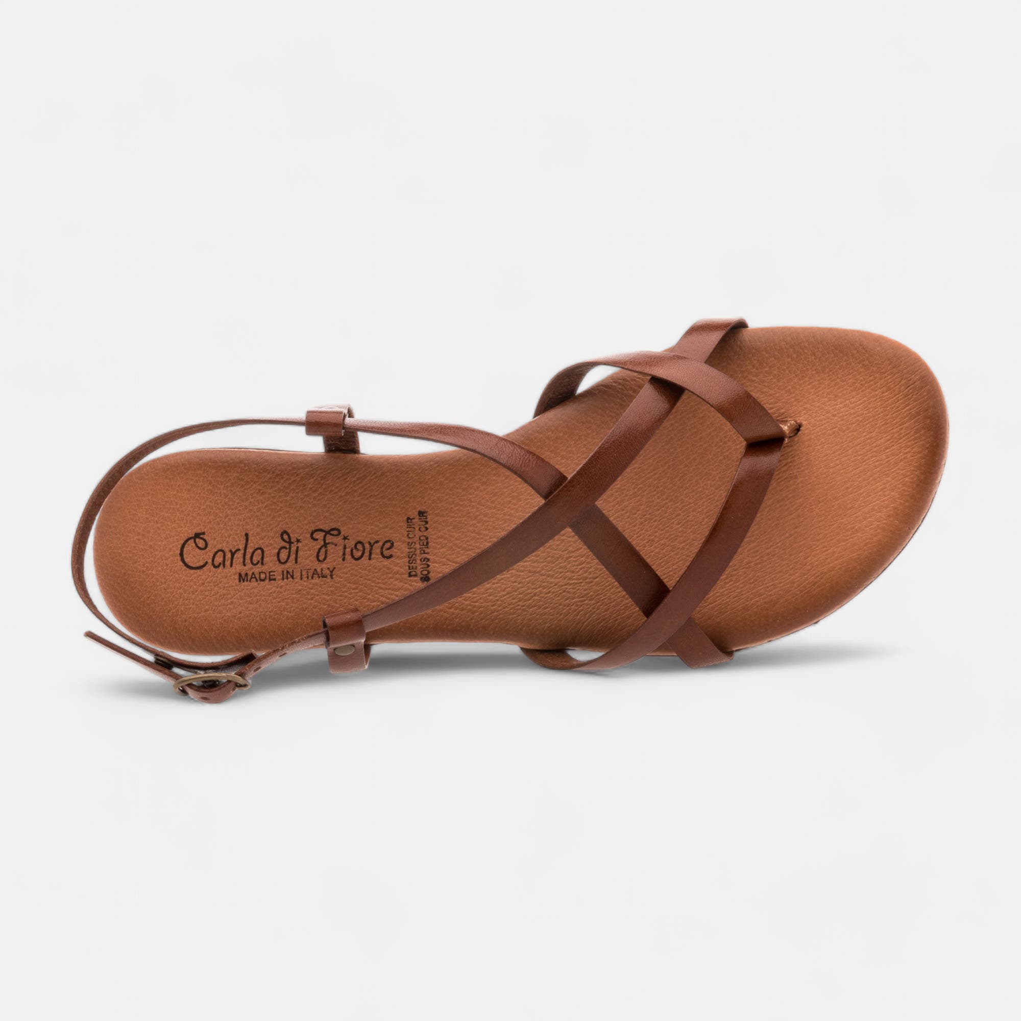 Nu-pieds Femme en cuir cognac