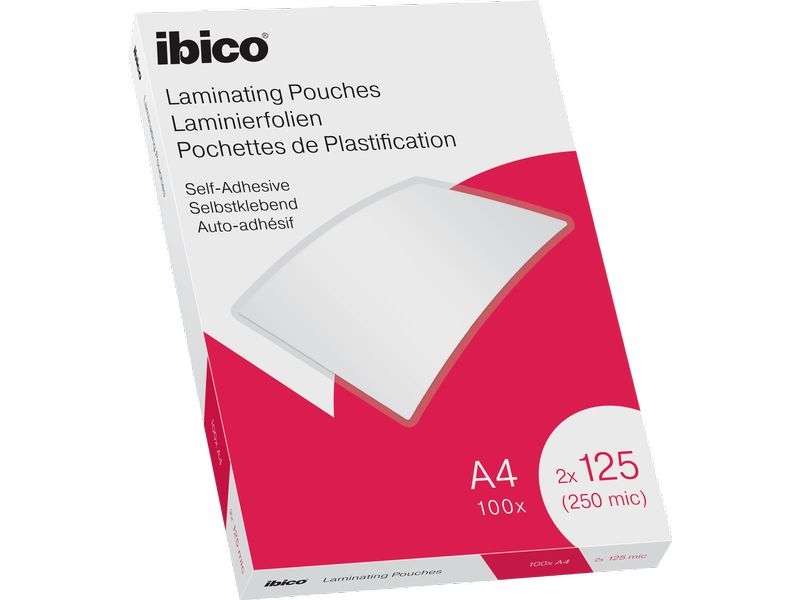Ibico Laminierfolie Premium A4 125 µm selbstklebend, 100 St Glänzende Premium Heisslaminierfolien, selbstklebend