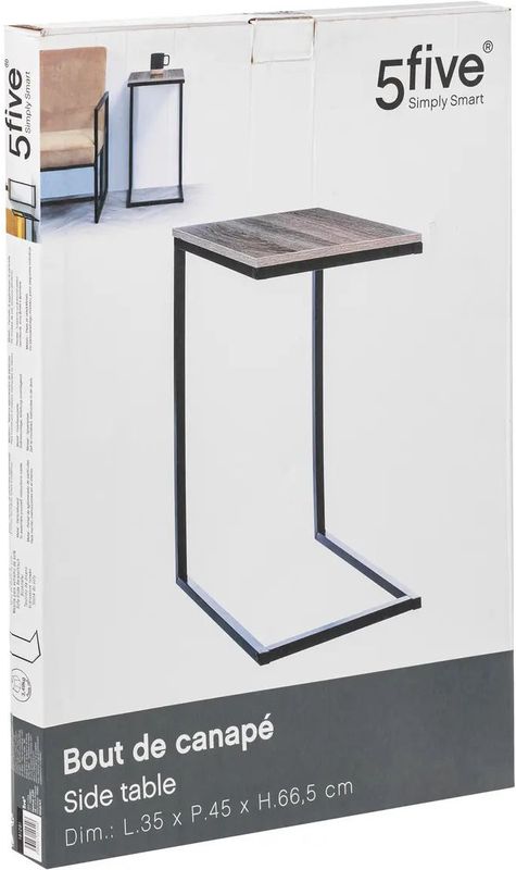 5Five - Bijzettafeltje Chevron - Lichtbruin/Zwart - Hout/Metaal