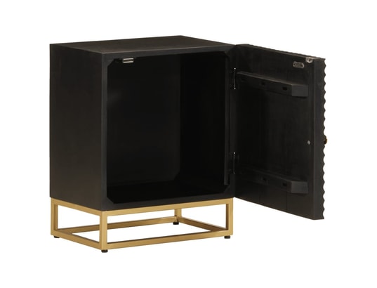 VIDAXL - Table de chevet noir 40x30x50 cm bois massif manguier et fer