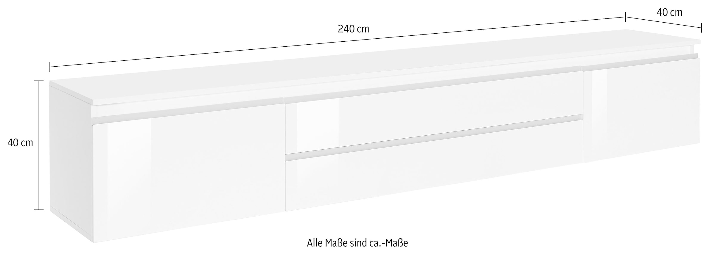 INOSIGN Lowboard »Magic,Lowboard,TV-Kommode,TV-Möbel,TV-Bank« mit 2 Türen und 2 Schubkästen (B/T/H) 240x40x40 cm