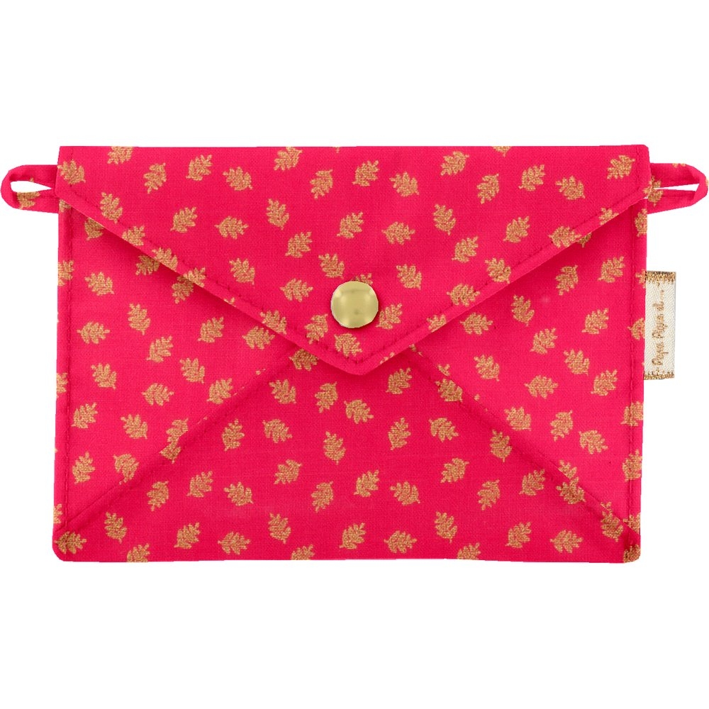 Petite Pochette Enveloppe Feuillage Or Rose
